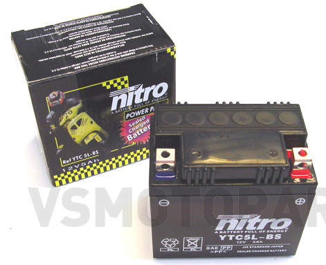 Nitro Battery YTC5L-BS Kymco Agility / Vitality / Peugeot V-clic