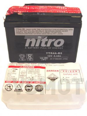 Nitro Battery YTR4A-BS 12volt HONDA SFX / X8R / BALI / SUZUKI STREETMAGIC
